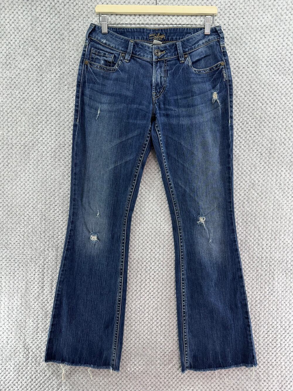 Silver Jeans Womens 31 Blue Dark Wash AIKO Bootcut Mis Rise 33" Inseam